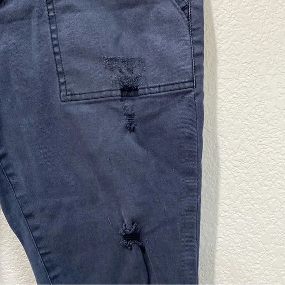 PAM & GELA Twill Skinny Cargo Pants Fray Hem Lace Up Back Size Large - Picture 6 of 7